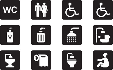 A versatile vector icon set of toilet symbols for web and business design