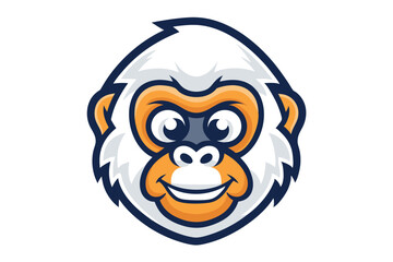 Smiling ape logo features a cartoon animal face, white fur, and orange details