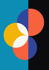 Poster Abstract Painting with Geometric Shapes.