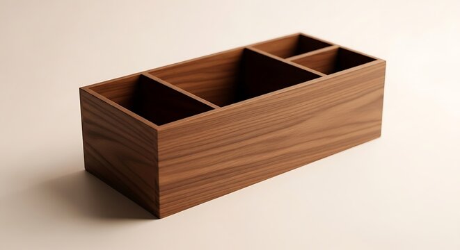 Elegant wooden organizer box with multiple compartments for home storage solutions