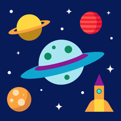 Naklejka premium cartoon rocket in space