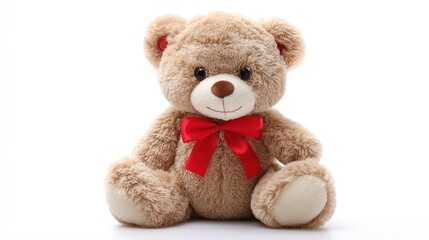 Obraz premium Teddy bear with ribbon bow on white