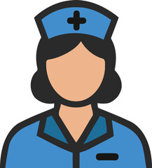 Flat Icon of Female Nurse in Uniform &ndash; Medical Healthcare Illustration