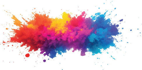 Holi Powder Color Explosion – Vibrant Rainbow Paint Burst Isolated on White Background for Festival and Celebration Themes
