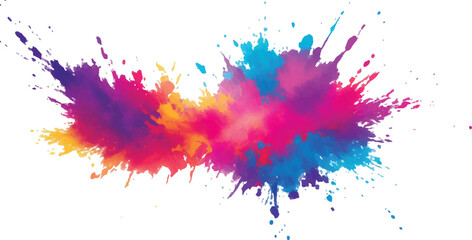Holi Powder Color Explosion – Vibrant Rainbow Paint Burst Isolated on White Background for Festival and Celebration Themes
