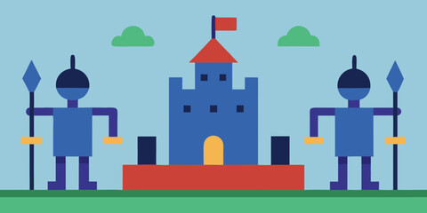 A Training Ground For Knights With A Castle In The Background In A Medieval Scene