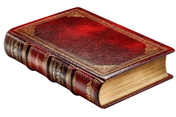 A vintage leather-bound book with ornate detailing and gilded edges, showcasing its rich texture and classic design.