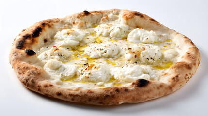 Authentic Neapolitan Style Quattro Formaggi Pizza with Creamy White Cheese and Crusty Edge