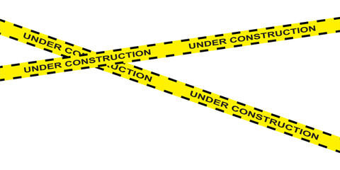 Under construction page. Caution yellow tape construct warning line background sign web page security caution in eps 10.