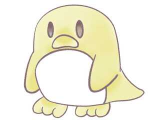ペンギン,鳥,動物,生き物,手描き,アイコン,淡い色,ぼかし色,黄色