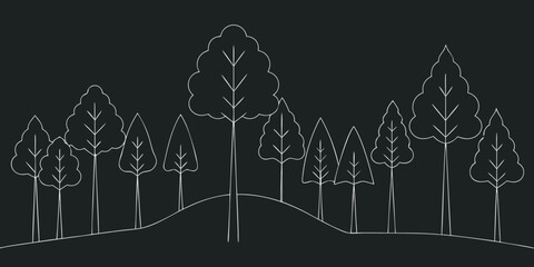 Obraz premium A Forest Where The Trees Are Drawn In A Delicate And Art Nouveau Style And Vibe