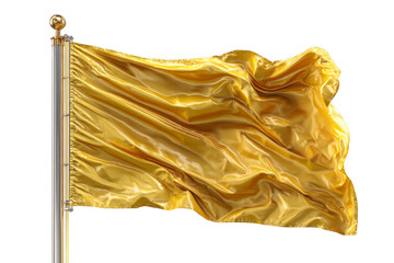 A vibrant golden flag with elegant folds, displaying a rich texture and sheen.