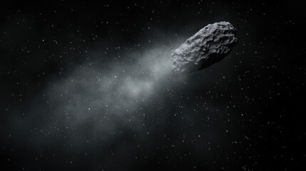 A large, irregularly shaped asteroid in space.