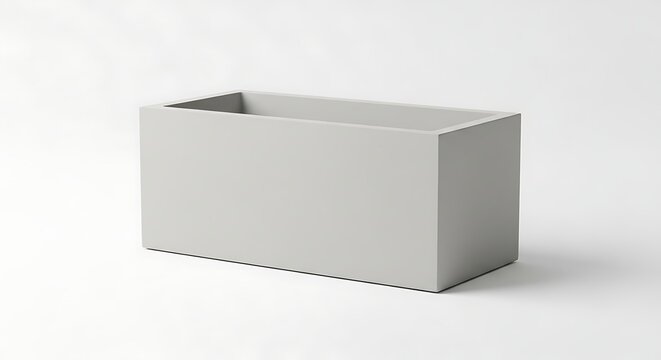 Modern minimalist rectangular plant pot on a clean white background showcasing simplicity