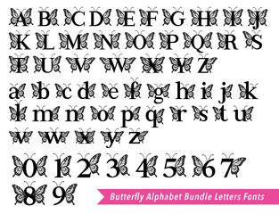 Butterfly alphabet bundle letters fonts © graphixmania