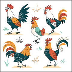 Vector illustration of a rooster