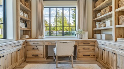 Cozy home office with natural light