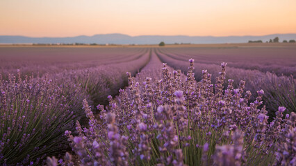 Lavender Field at Sunset, Provence Lavender Landscape, Purple Hues of Summer