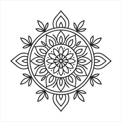 Abstract floral vector pattern design with ornate flower and leaf elements