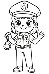 Adorable manga-style soldier boy coloring page. Crisp black-and-white line art perfect for kids’ printables, classroom worksheets, military career lessons, and clip-art craft projects.
