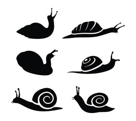 Nature and Patience Concept Art, Stylized Snail Vectors for Creative Projects On White Bg

