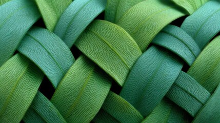 Intricate Green Leaf Weave Pattern Texture