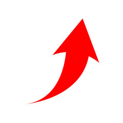 Curved Red Arrow Icon – Bold Upward Motion in Flat Minimal Style