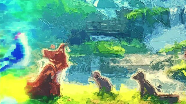 Various oil paintings, flowers, flying birds, roses, peonies, landscapes, waterfalls, squirrels, various animals, forests