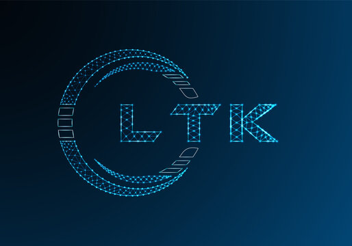 LTK low poly letter logo vector design. LTK lower poly logo design. Low poly logo.
