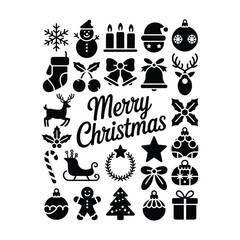 Naklejka premium Merry Christmas Holiday Decorative Icon Collection