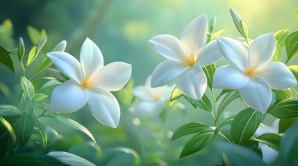 Fototapeta premium Jasmine flowers swaying in the courtyard under the moonlight