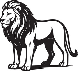 Majestic Lion Powerful Black and White Illustration