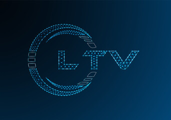 LTV low poly letter logo vector design. LTV lower poly logo design. Low poly logo.