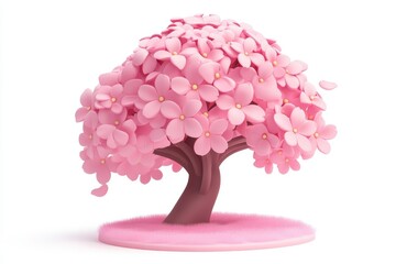 \Cherry Blossom isolated in 3d cartoon character on white background