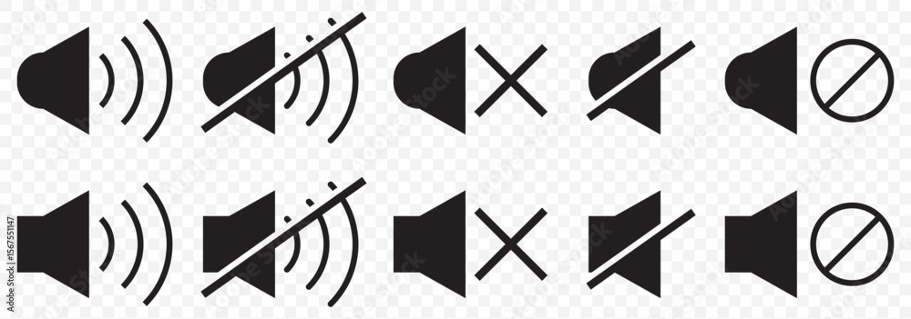 Aufkleber an icon that increases and reduces the sound. icon showing the mute. a set of sound icons with diffe