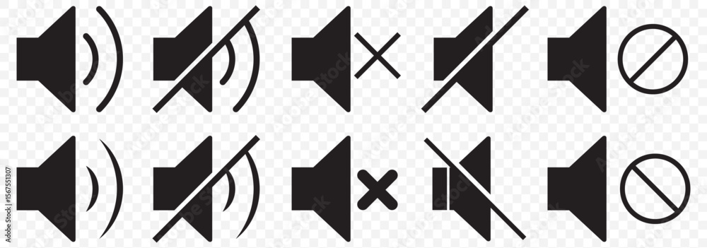 Poster an icon that increases and reduces the sound. icon showing the mute. a set of sound icons with diffe