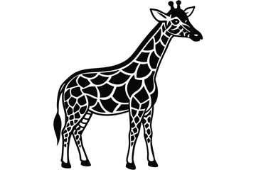 Isolated linear giraffe stands, rendered in vibrant purple and magenta gradients on a clear backdrop