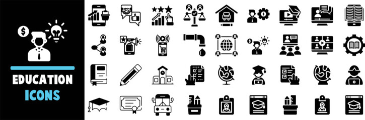 Diverse educational and business icons for learning and professional development vector
