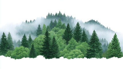 Fototapeta premium Misty evergreen forest whispers ancient secrets, inviting wanderlust souls; perfect for Arbor Day reflections and sylvan meditation retreats
