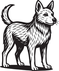Majestic Canine Illustration A Black and White Dog Drawing