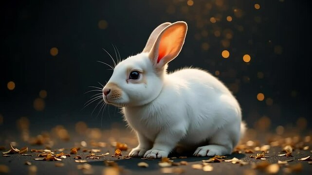 Cute white rabbit bunny pet animal adorable easter fluffy ears whiskers portrait background wallpaper photo