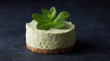 Aromatic matcha cheesecake with verdant mint leaves, perfect for Zen tea rituals or vibrant World Green Tea Day feasts