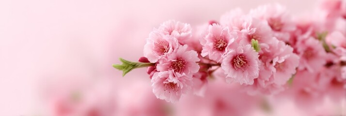 Fototapeta premium Fragrant cherry blossoms in ethereal pink cascade evoke Hanami celebrations, nature's confetti in whimsical springtime renewal