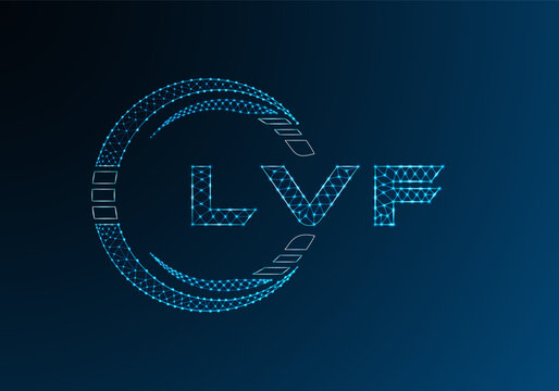 LVF low poly letter logo vector design. LVF lower poly logo design. Low poly logo.