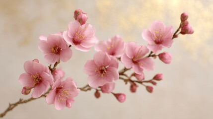 Pink sakura blossoms dance in gentle spring zephyrs, evoking Hanami festivities and serene botanical whispers of renewal