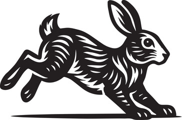 Running Hare or Rabbit Stylized Vector Art

