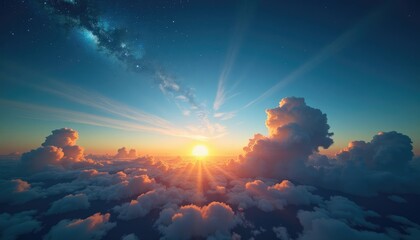 Naklejka premium A breathtaking view of clouds and a sunrise.