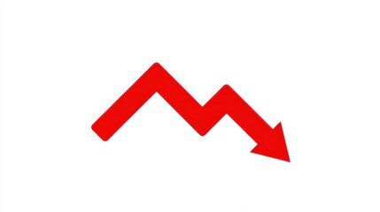 Down fall trend red arrow graph, Red arrow chart graph in downward direction, concept of stock market fall, financial loss.