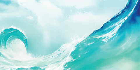 A peaceful abstract ocean painting in aqua, blue, and green watercolor tones. Great for wallpapers, branding, and digital design work.  © The Alpha