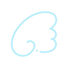 水色の天使の羽や翼の線画イラスト素材 - シンプルでポップなゆめかわ系の翼のデコレーション